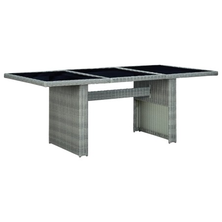 vidaXL Mesa de jardín de ratán sintético y vidrio templado gris claro 