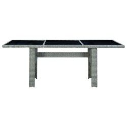 vidaXL Mesa de jardín de ratán sintético y vidrio templado gris claro 