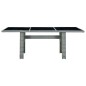 vidaXL Mesa de jardín de ratán sintético y vidrio templado gris claro vidaXL Mesa de jardín de ratán sintético y vidrio templado gris claro