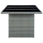 vidaXL Mesa de jardín de ratán sintético y vidrio templado gris claro vidaXL Mesa de jardín de ratán sintético y vidrio templado gris claro