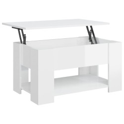 vidaXL Mesa de centro madera contrachapada blanco brillo 79x49x41 cm