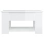 vidaXL Mesa de centro madera contrachapada blanco brillo 79x49x41 cm vidaXL Mesa de centro madera contrachapada blanco brillo 79x49x41 cm