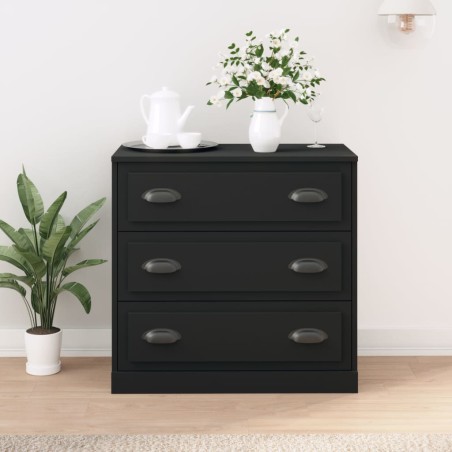 vidaXL Aparador de madera contrachapada negro 70x35,5x67,5 cm