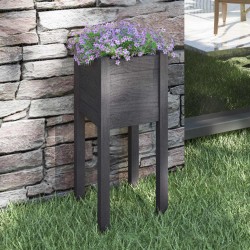 vidaXL Jardinera de madera maciza de pino gris 31x31x70 cm