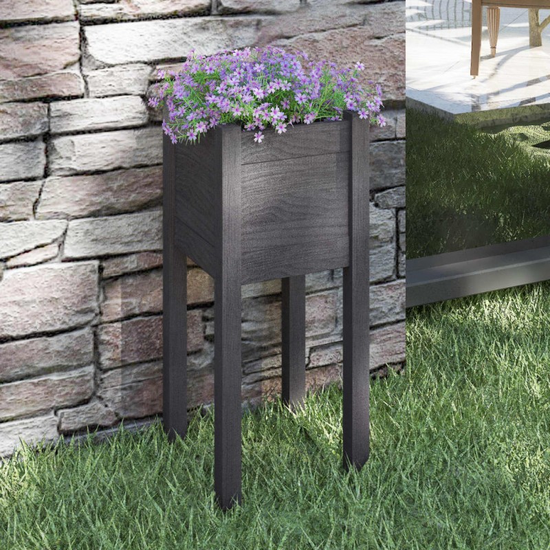 vidaXL Jardinera de madera maciza de pino gris 31x31x70 cm vidaXL Jardinera de madera maciza de pino gris 31x31x70 cm