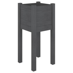 vidaXL Jardinera de madera maciza de pino gris 31x31x70 cm