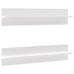vidaXL Estante de pared 2 uds contrachapado blanco brillo 80x11,5x18cm
