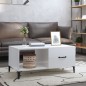  vidaXL Mesa de centro madera contrachapada blanco brillo 90x50x40 cm