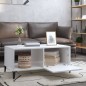  vidaXL Mesa de centro madera contrachapada blanco brillo 90x50x40 cm