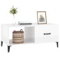  vidaXL Mesa de centro madera contrachapada blanco brillo 90x50x40 cm