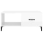  vidaXL Mesa de centro madera contrachapada blanco brillo 90x50x40 cm