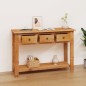 vidaXL Mesa consola de madera maciza de roble 110x35x75 cm