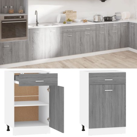 vidaXL Armario bajo cocina madera ingeniería gris Sonoma 50x46x81,5 cm