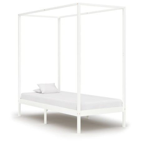 vidaXL Estructura cama con dosel madera maciza pino blanco 100x200 cm