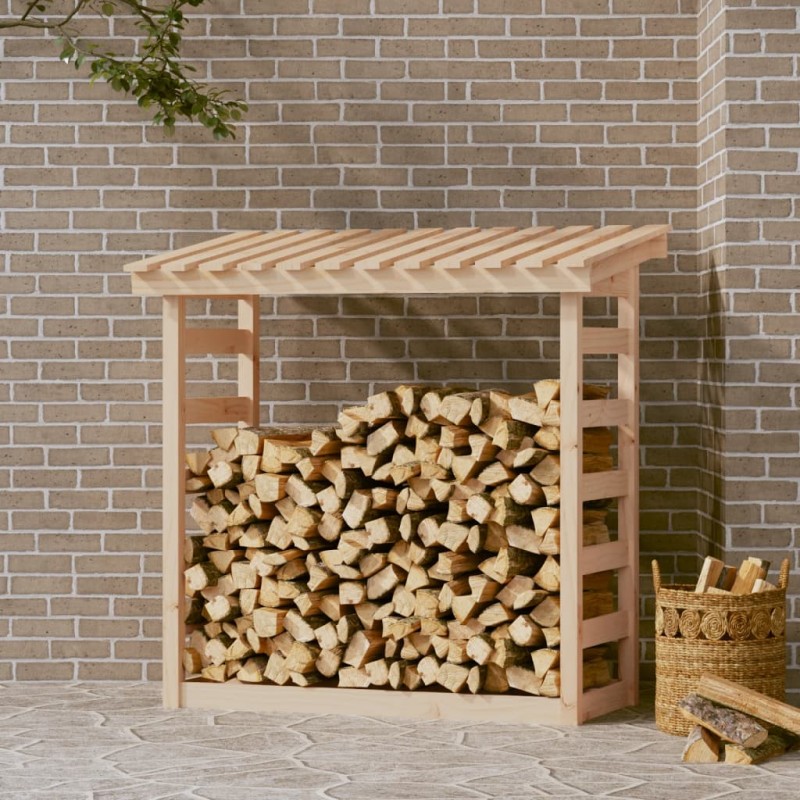 vidaXL Leñero de madera maciza de pino 108x64,5x110 cm vidaXL Leñero de madera maciza de pino 108x64,5x110 cm