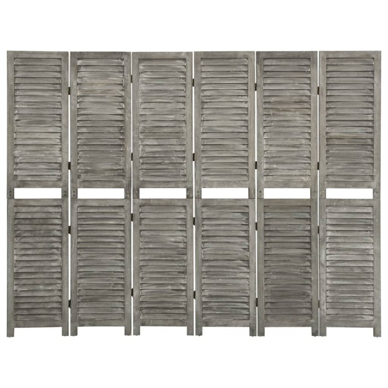 vidaXL Biombo de 6 paneles de madera maciza gris 214x166 cm vidaXL Biombo de 6 paneles de madera maciza gris 214x166 cm