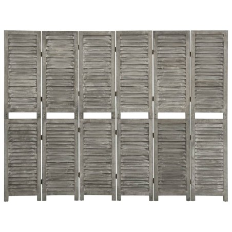 vidaXL Biombo de 6 paneles de madera maciza gris 214x166 cm