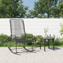 vidaXL Mecedora de jardín ratán PVC negro 59x79,5x104 cm