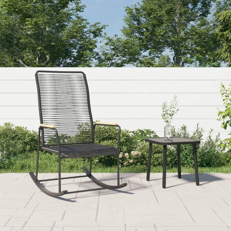 vidaXL Mecedora de jardín ratán PVC negro 59x79,5x104 cm vidaXL Mecedora de jardín ratán PVC negro 59x79,5x104 cm