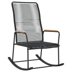 vidaXL Mecedora de jardín ratán PVC negro 59x79,5x104 cm