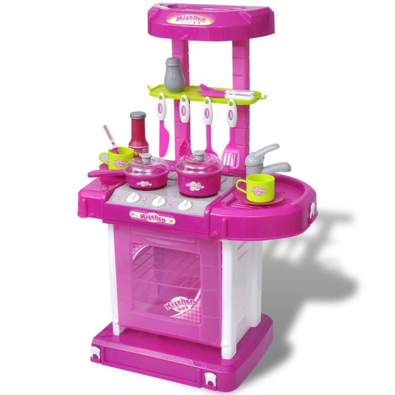 vidaXL Cocinita de juguete para niños con efectos de luz y sonido rosa vidaXL Cocinita de juguete para niños con efectos de luz y sonido rosa