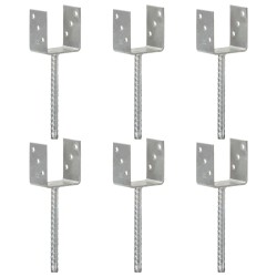 vidaXL Anclajes de valla 6 uds acero galvanizado plateado 9x6x30 cm