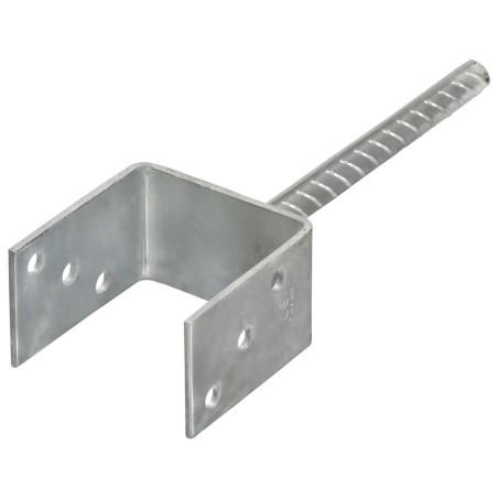 vidaXL Anclajes de valla 6 uds acero galvanizado plateado 9x6x30 cm