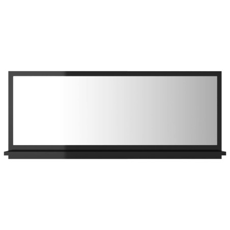 vidaXL Espejo de baño madera contrachapada negro brillo 90x10,5x37 cm