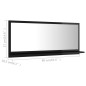 vidaXL Espejo de baño madera contrachapada negro brillo 90x10,5x37 cm