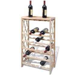 vidaXL Botellero con estantes para 25 botellas madera maciza abeto