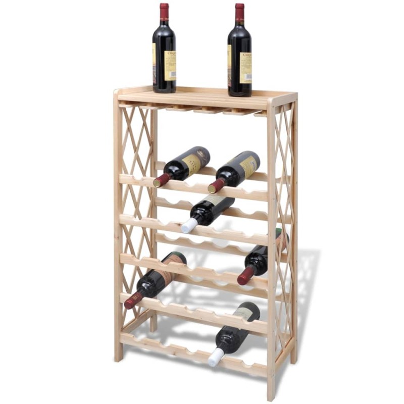 vidaXL Botellero con estantes para 25 botellas madera maciza abeto vidaXL Botellero con estantes para 25 botellas madera maciza abeto