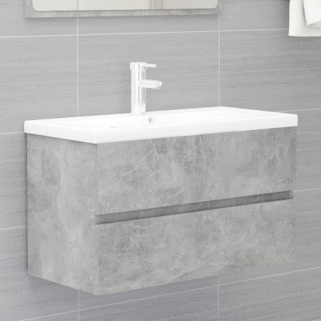 vidaXL Mueble de lavabo madera ingeniería gris hormigón 80x38,5x45cm