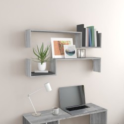 vidaXL Estantes de pared 2 uds madera gris Sonoma 100x15x20 cm
