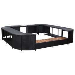 vidaXL Borde cuadrado bañera hidromasaje ratán PE negro 268x268x55 cm