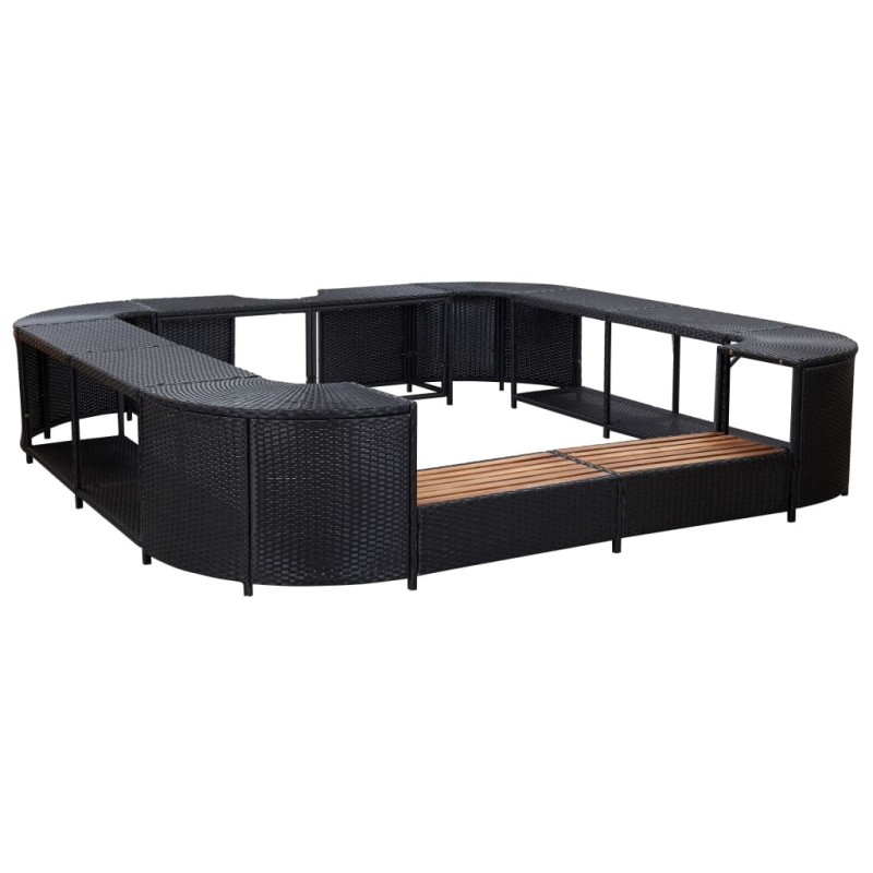 vidaXL Borde cuadrado bañera hidromasaje ratán PE negro 268x268x55 cm vidaXL Borde cuadrado bañera hidromasaje ratán PE negro 268x268x55 cm