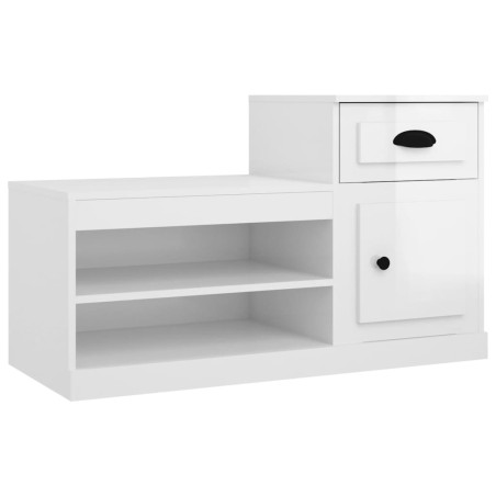 vidaXL Mueble zapatero madera contrachapada blanco brillo 100x42x60 cm