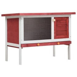vidaXL Jaula conejera de 1 piso madera rojo
