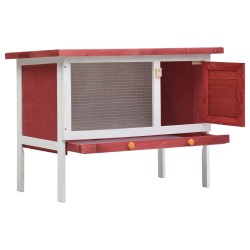 vidaXL Jaula conejera de 1 piso madera rojo