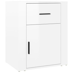 vidaXL Mesita de noche madera contrachapada blanco brillo 50x36x60 cm