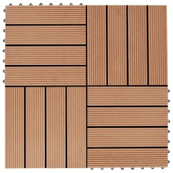 vidaXL Baldosas de porche de WPC 30x30 cm 1 m² color teca 11 unidades