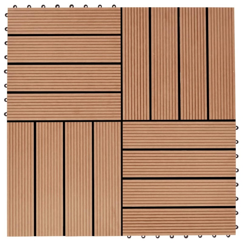 vidaXL Baldosas de porche de WPC 30x30 cm 1 m² color teca 11 unidades vidaXL Baldosas de porche de WPC 30x30 cm 1 m² color teca 11 unidades