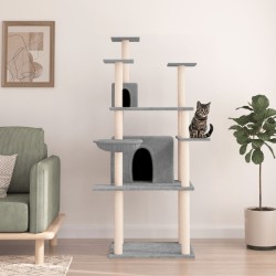 vidaXL Rascador para gatos con postes de sisal gris claro 166 cm