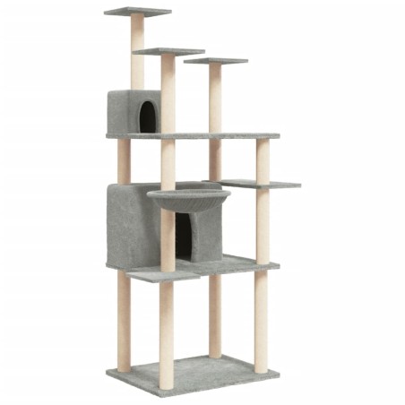 vidaXL Rascador para gatos con postes de sisal gris claro 166 cm