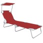 vidaXL Tumbona plegable con toldo de aluminio rojo vidaXL Tumbona plegable con toldo de aluminio rojo