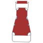vidaXL Tumbona plegable con toldo de aluminio rojo vidaXL Tumbona plegable con toldo de aluminio rojo
