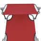vidaXL Tumbona plegable con toldo de aluminio rojo vidaXL Tumbona plegable con toldo de aluminio rojo