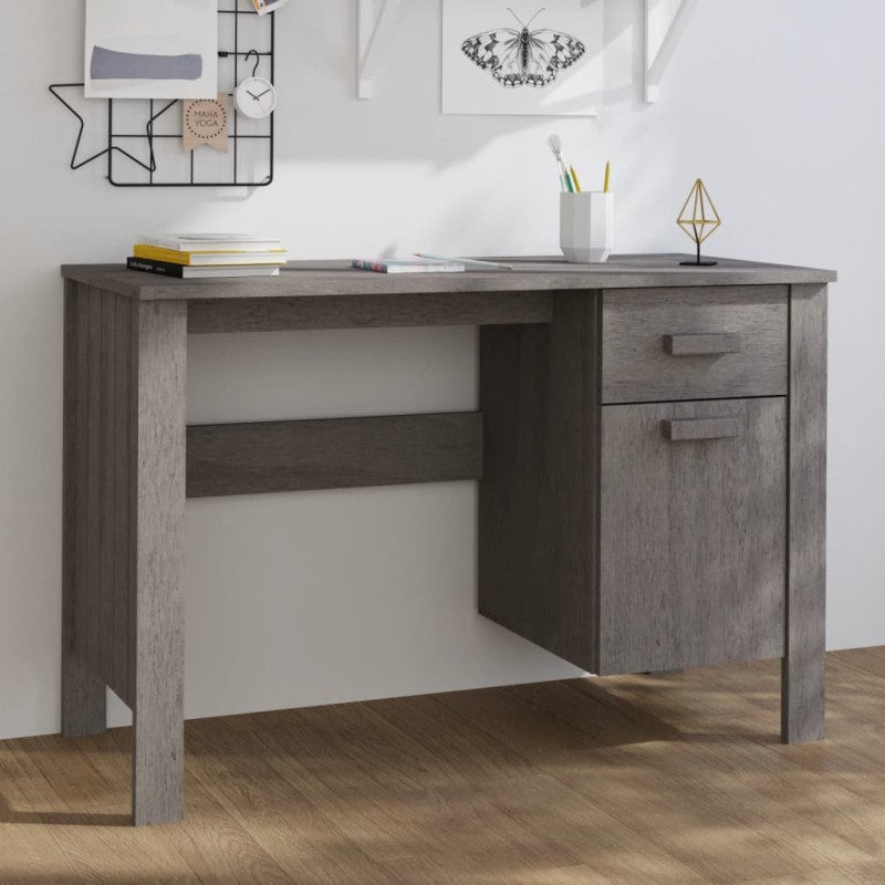 vidaXL Escritorio HAMAR madera maciza de pino gris claro 113x50x75 cm vidaXL Escritorio HAMAR madera maciza de pino gris claro 113x50x75 cm