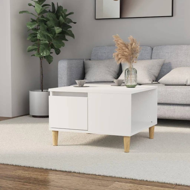 vidaXL Mesa de centro madera contrachapada blanco 55x55x36,5 cm