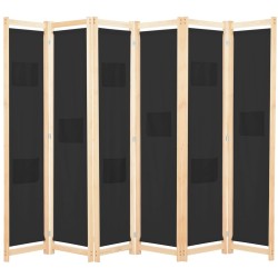 vidaXL Biombo divisor de 6 paneles de tela negro 240x170x4 cm