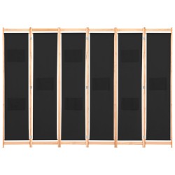 vidaXL Biombo divisor de 6 paneles de tela negro 240x170x4 cm